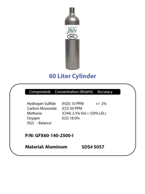 4 Gas H2s 10ppm,co,ch4,o2 60l