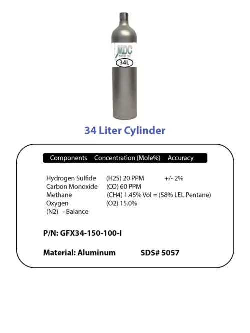 4 Gas H2s,co,ch4 Pentane,o2 34l