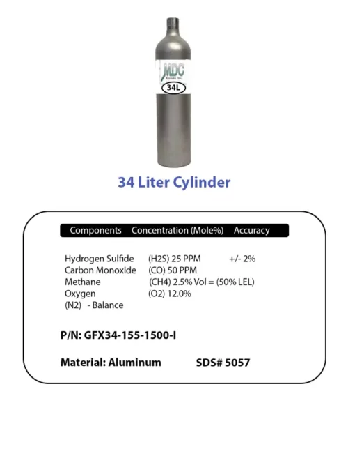 4 Gas H2s,co,ch4,o2 12% 34l