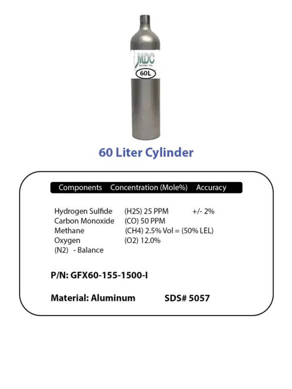 4 Gas H2s,co,ch4,o2 12% 60l