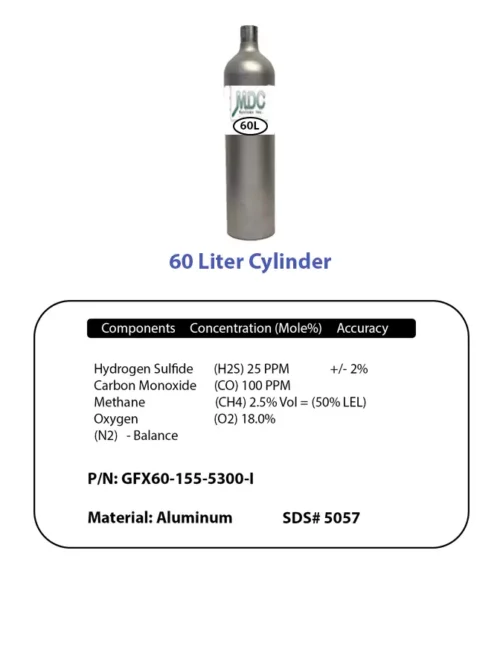4 Gas H2s,co,ch4,o2 60l
