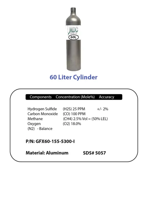 4 Gas H2s,co,ch4,o2 60l