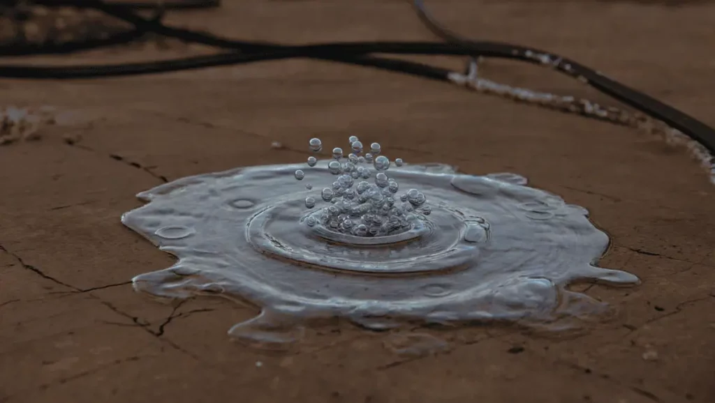 Gas Leak Symptoms Bubbles In Standing Water Indicating Gas Leak
