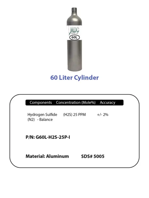 Cylinder And Label 60l H2s 25ppm Label And Cylinder