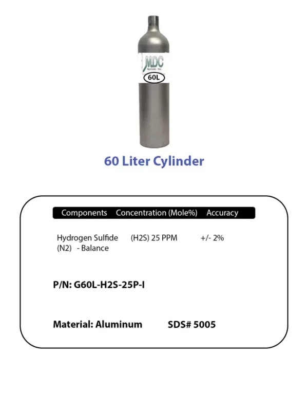 Cylinder And Label 60l H2s 25ppm Label And Cylinder