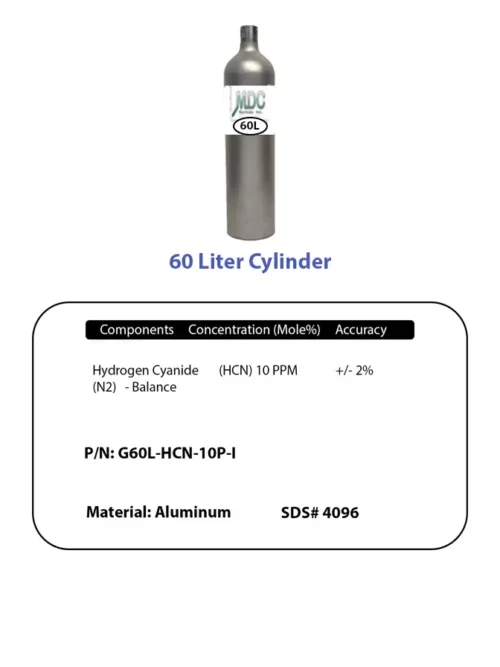 Cylinder And Label 60l Hcn 10ppm Label And Cylinder