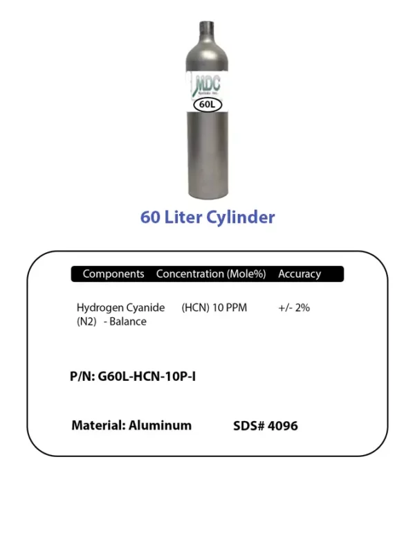 Cylinder And Label 60l Hcn 10ppm Label And Cylinder