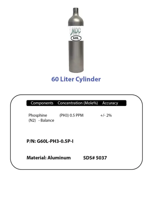 Cylinder And Label 60l Ph3 0.5ppm Label And Cylinder