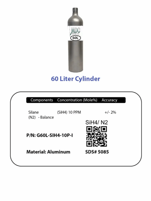 Cylinder And Label 60l Sih4 10ppm Label And Cylinder