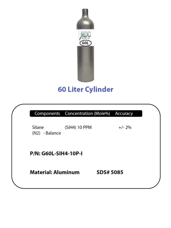 Cylinder And Label 60l Sih4 10ppm Label And Cylinder