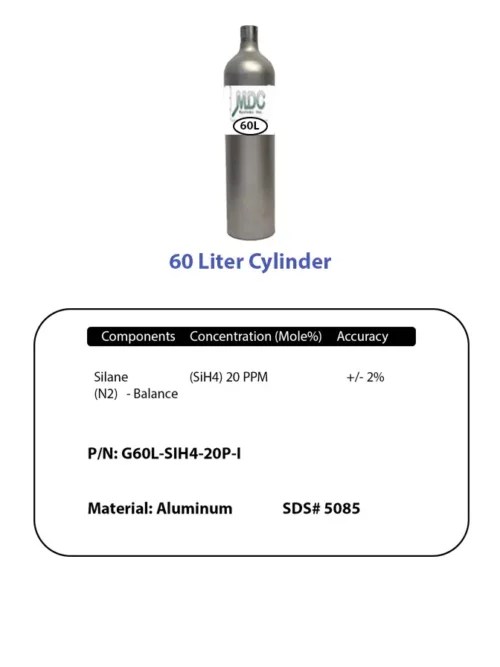 Cylinder And Label 60l Sih4 20ppm Label And Cylinder