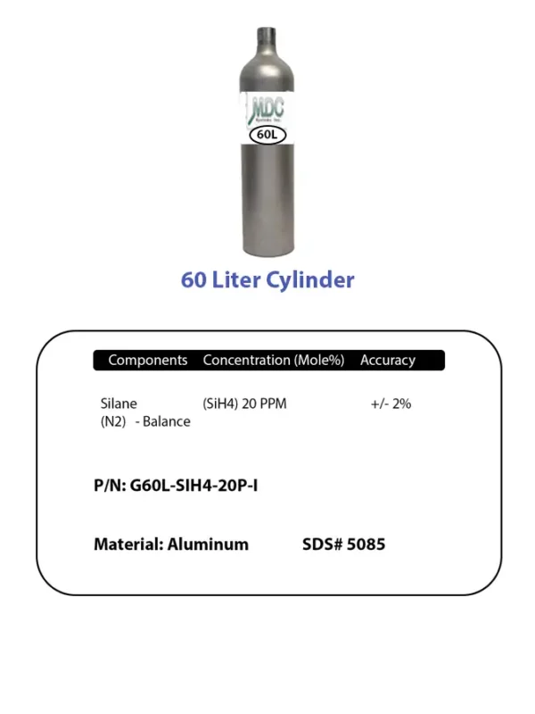 Cylinder And Label 60l Sih4 20ppm Label And Cylinder