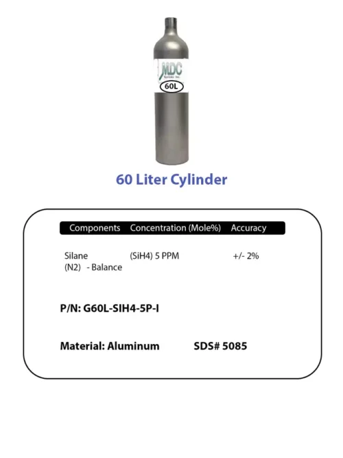Cylinder And Label 60l Sih4 5ppm Label And Cylinder