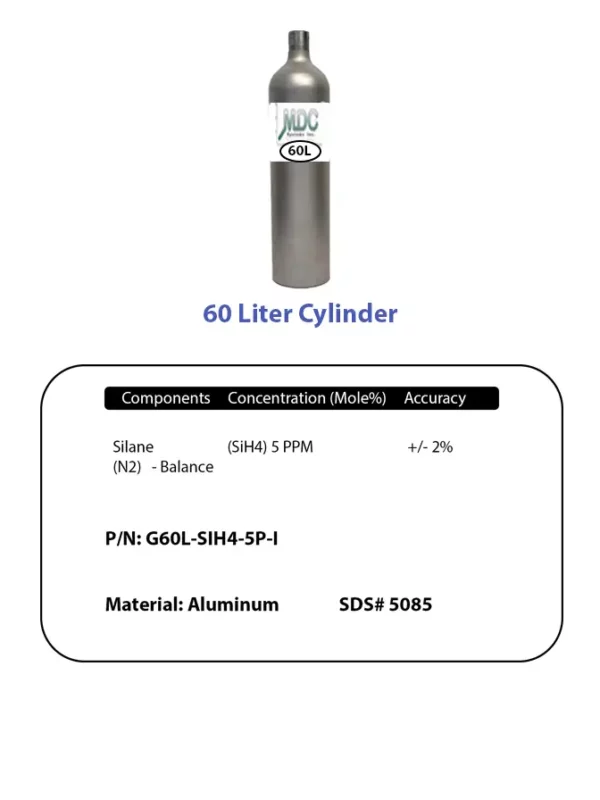 Cylinder And Label 60l Sih4 5ppm Label And Cylinder